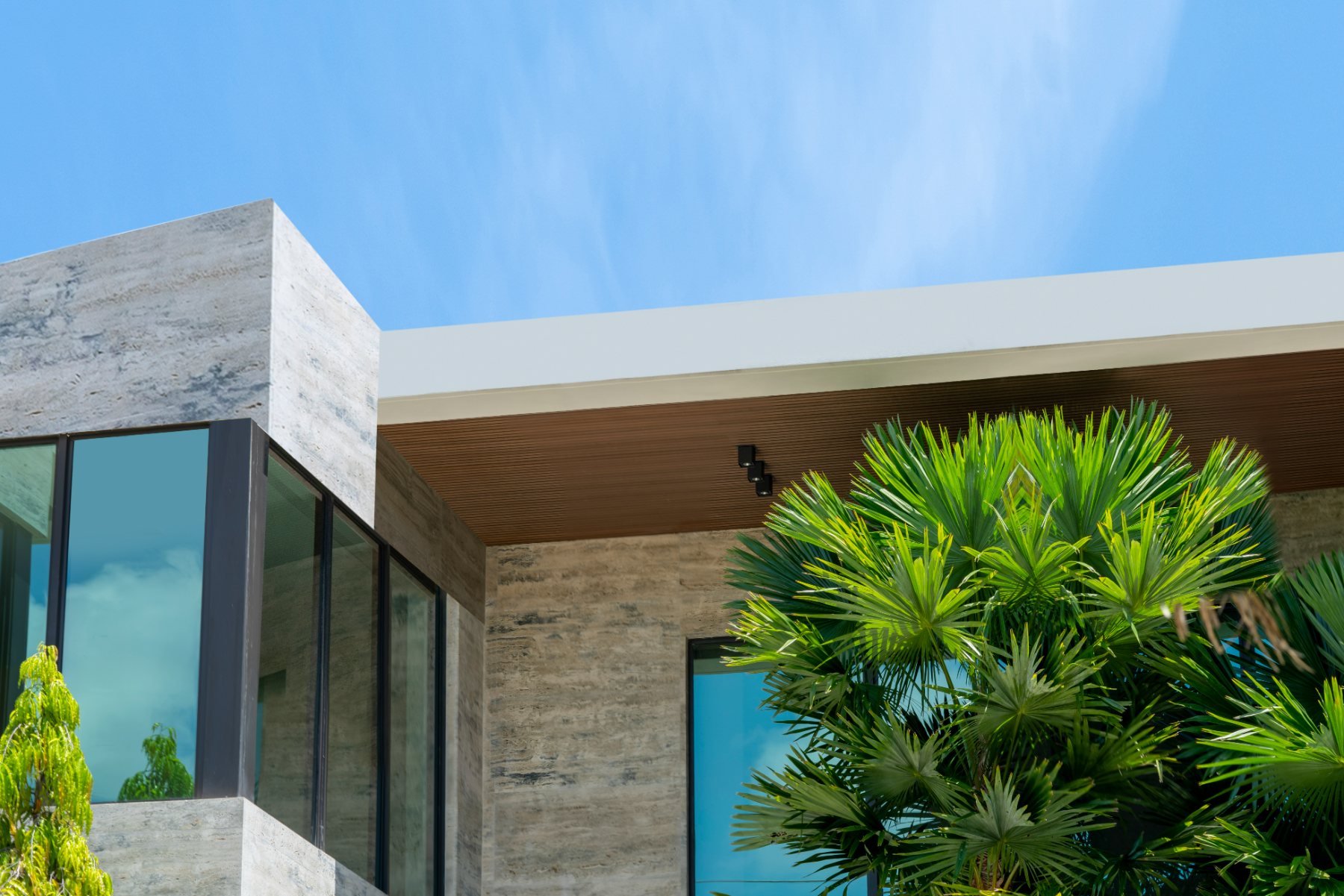 Travertine and wood detail