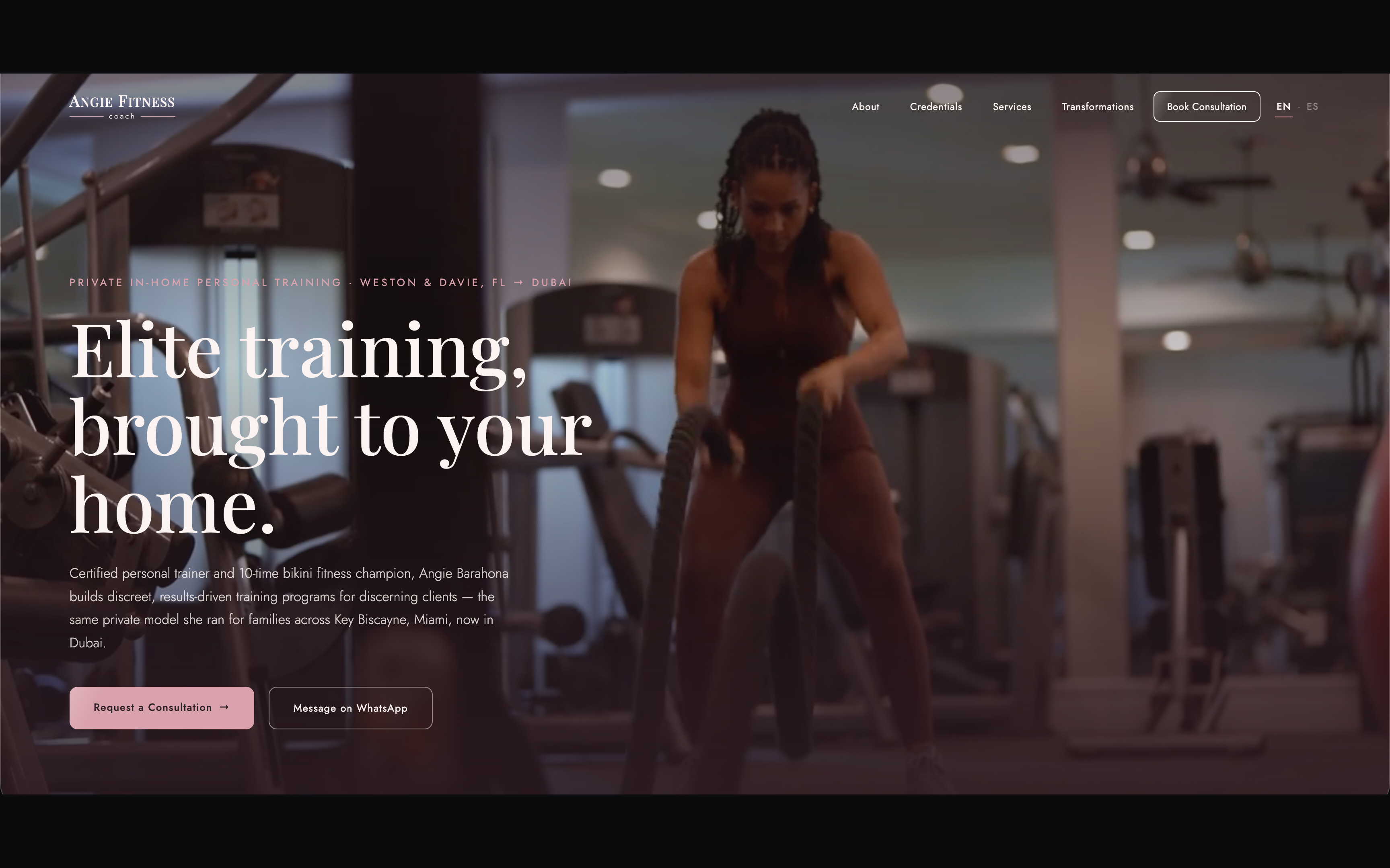 Angie Fitness Coach site, desktop